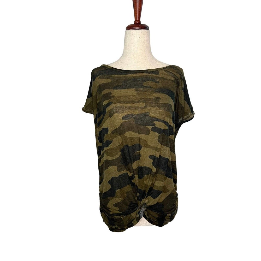 Lucky Brand Medium Front Knot Camo Top